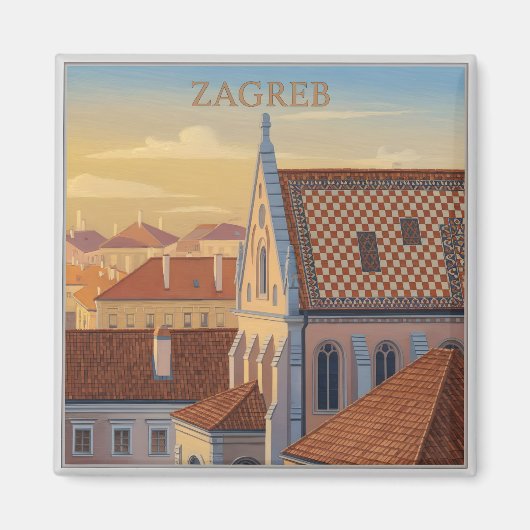 Aimant Zagreb - Croatie - Voyage Rétro (Devant)