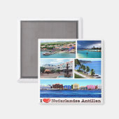 Aimant zAN007 PAYS-BAS ANTILLES I Love, Mosaic, Frigo (Recto/Verso)