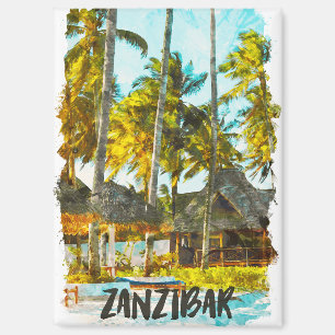 Aimant Zanzibar Afrique Illustration de Voyage Vintage