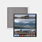 Aimant zAR008 USHUAIA I Love, Mosaic, Argentine, Fridge (Recto/Verso)