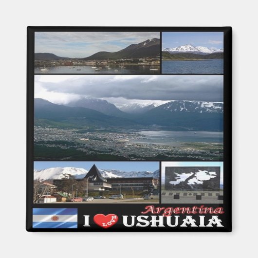 Aimant zAR008 USHUAIA I Love, Mosaic, Argentine, Fridge (Devant)