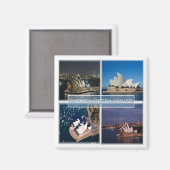 Aimant zAU010 SYDNEY, OPÉRA HOUSE, Australie, Frigo (Recto/Verso)