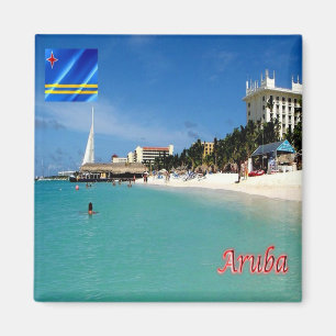 Aimant zAW008 ARUBA, Palm Beach, Panorama, Réfrigérateur