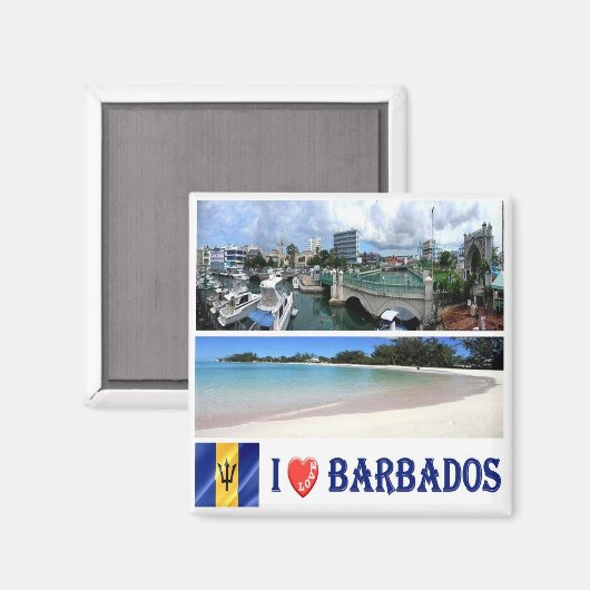 Aimant zBB005 BARBADOS I Love, Mosaic, Bridgetown, Frigo (Recto/Verso)