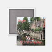 Aimant zBE041 BRUGES Boniface Bridge, Belgique, Fridge (Recto/Verso)