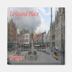 Aimant zBE049 BRUGES La Grand-Place, Belgique, Frigo