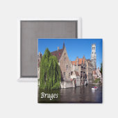Aimant zBE052 BRUGES canal, Belgique, Fridge (Recto/Verso)