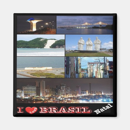 Aimant zBR030 BRÉSIL I Love, Natal, Mosaïque, Réfrigérate (Devant)