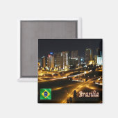 Aimant zBR048 BRASILIA Par Nuit, Brésil, Amérique, Frigo (Recto/Verso)