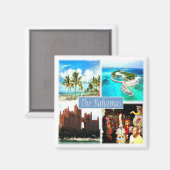 Aimant zBS004 BAHAMAS mosaïque, Amérique, réfrigérateur (Recto/Verso)