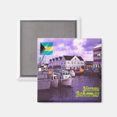 Aimant zBS007 NASSAU, Panorama, Bahamas, Amérique, Réfrig (Recto/Verso)