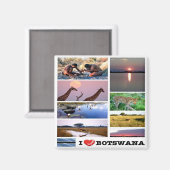 Aimant zBW003 BOTSWANA I LOVE, Mosaïque, Afrique, Réfrigé (Recto/Verso)