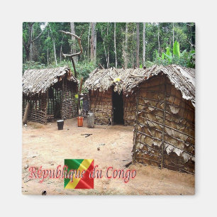 Aimant zCG005 RÉPUBLIQUE DU CONGO, Maison Pygmée, Frigo