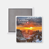 Aimant zCH013 LAUSANNE Suisse, réfrigérateur (Recto/Verso)