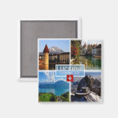 Aimant zCH044 LUCERNE Chapel Bridge Old Town Swiss Fridge (Recto/Verso)