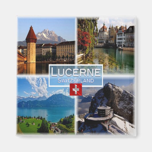 Aimant zCH044 LUCERNE Chapel Bridge Old Town Swiss Fridge (Devant)