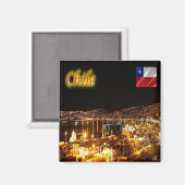 Aimant zCL015 CHILI, Valparaiso, Vue nocturne, Chili, Réf (Recto/Verso)