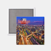 Aimant zCL019 SANTIAGO, Vue de nuit, Chili, Réfrigérateur (Recto/Verso)