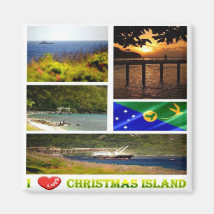 Aimant zCX003 CHRISTMAS ISLAND, I Love, Mosaic, Fridge