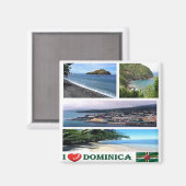 Aimant zDM003 DOMINICA I Love, Mosaïque, Amérique, Réfrig (Recto/Verso)