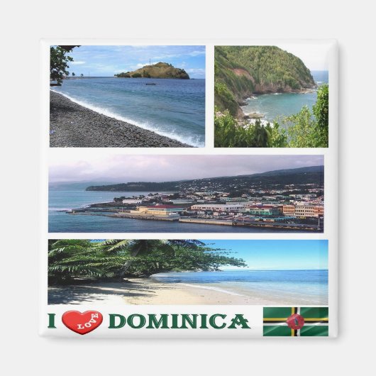Aimant zDM003 DOMINICA I Love, Mosaïque, Amérique, Réfrig (Devant)