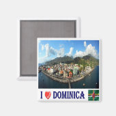 Aimant ZDM008 DOMINICA, I Love, Roseau Wide, Frigo (Recto/Verso)