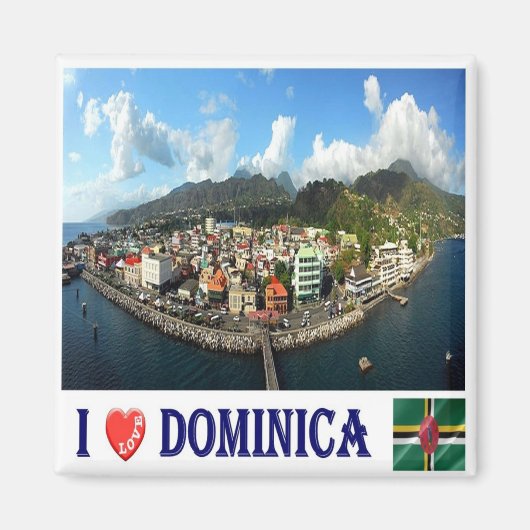 Aimant ZDM008 DOMINICA, I Love, Roseau Wide, Frigo (Devant)