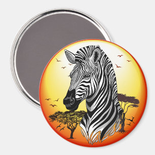 Aimant Zebra African Savanna Wild Animal