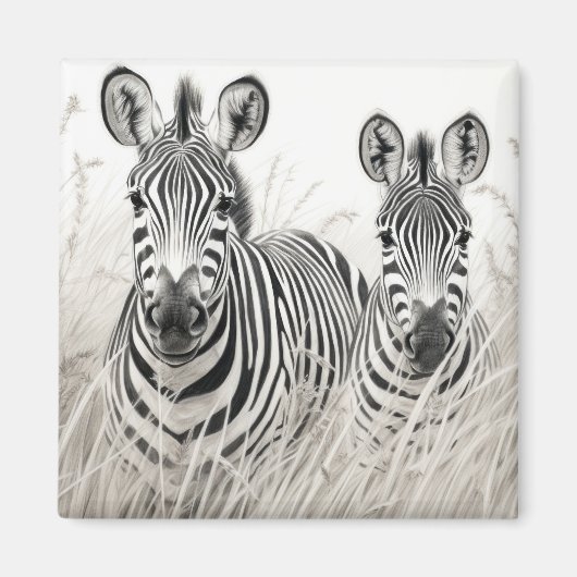 Aimant Zebra Animal Discovery Wild Nature Ink croquis Art (Devant)