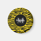 Aimant Zebra Animal Skin Moderne Monogramme Nom du script (Devant)
