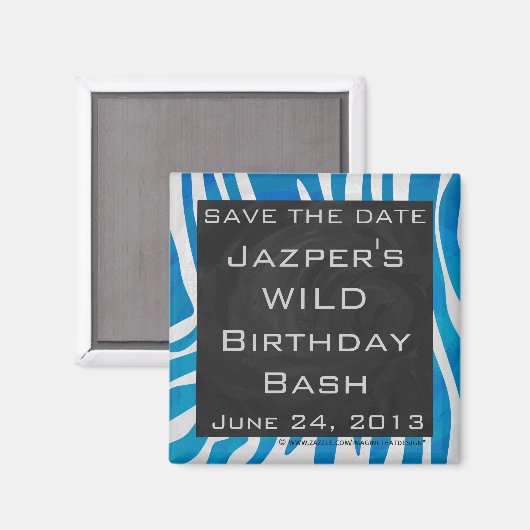 Aimant Zebra Bleu et Blanc enregistrer la date (Recto/Verso)