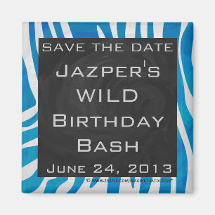 Aimant Zebra Bleu et Blanc enregistrer la date