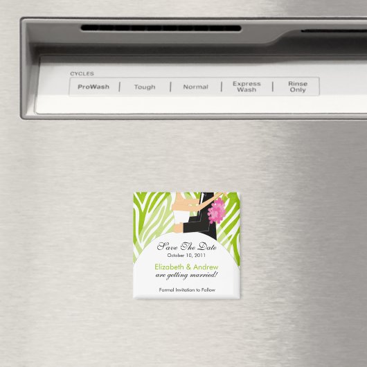 Aimant Zebra Bride Groom Enregistrer l'aimant Date (In Situ (Lave-vaisselle))