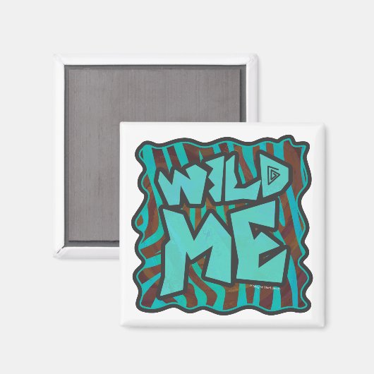 Aimant Zebra Brown et Turquoise Wild Me Design (Recto/Verso)