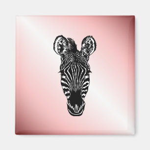 Aimant Zebra Head on Pink