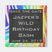 Aimant Zebra Monogram Arc-en-ciel et impression blanche (Devant)