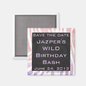 Aimant Zebra Monogram rose et blanc (Recto/Verso)