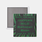 Aimant Zebra Monogramme noir et vert (Recto/Verso)