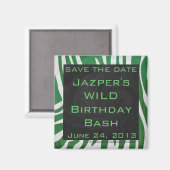 Aimant Zebra Monogramme Vert et Blanc Impression (Recto/Verso)
