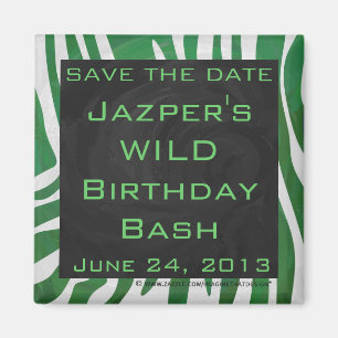 Aimant Zebra Monogramme Vert et Blanc Impression