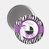 Aimant Zebra Print & Baby Carriage Baby shower (Recto/Verso)