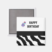 Aimant Zebra Print Oiseaux et ballons d'anniversaire (Recto/Verso)
