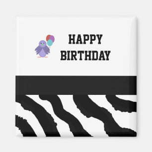 Aimant Zebra Print Oiseaux et ballons d'anniversaire