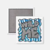 Aimant Zebra Silhouette bleu et blanc (Recto/Verso)