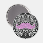 Aimant Zebra Stripes Et Rose Bling Moustache (Recto/Verso)