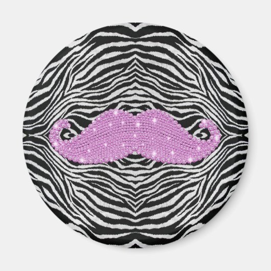 Aimant Zebra Stripes Et Rose Bling Moustache (Devant)