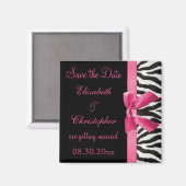 Aimant Zebra Stripes & Pink Printed Bow Enregistrer La Da (Recto/Verso)