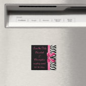 Aimant Zebra Stripes & Pink Printed Bow Enregistrer La Da (In Situ (Lave-vaisselle))