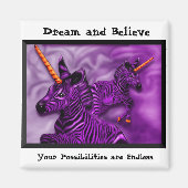 Aimant Zebra Unicorns avec une note inspirante (Devant)
