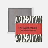 Aimant Zèbre en noir et blanc avec bande rouge (Recto/Verso)